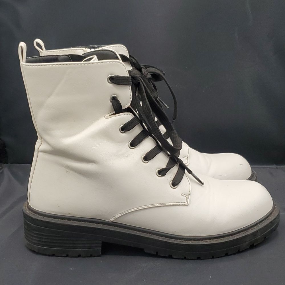 Madden Girl Combat Boots White 8.5